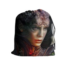 Digital Fantasy Girl Art Drawstring Pouches (extra Large)