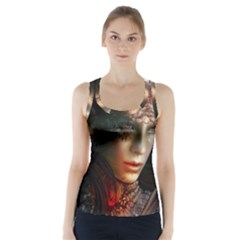 Digital Fantasy Girl Art Racer Back Sports Top