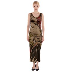 Chinese Dragon Fitted Maxi Dress