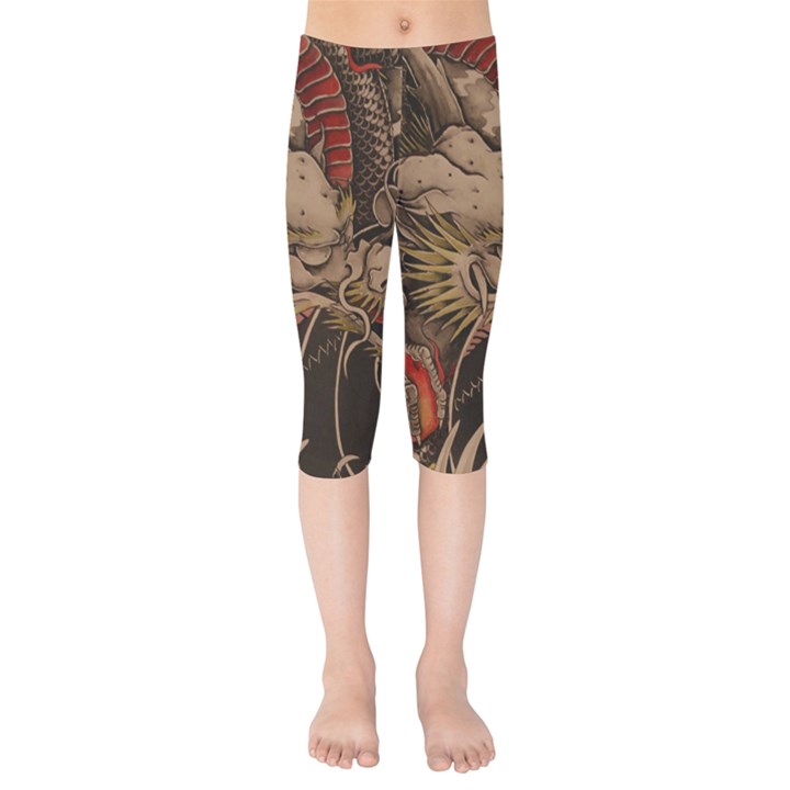 Chinese Dragon Kids  Capri Leggings 