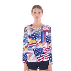 United States Of America Usa  Images Independence Day Women s Long Sleeve Tee