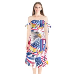 United States Of America Usa  Images Independence Day Shoulder Tie Bardot Midi Dress