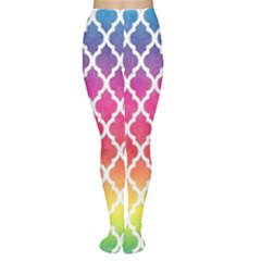 Colorful Rainbow Moroccan Pattern Women s Tights