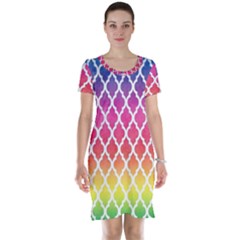 Colorful Rainbow Moroccan Pattern Short Sleeve Nightdress