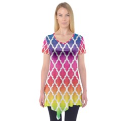 Colorful Rainbow Moroccan Pattern Short Sleeve Tunic 