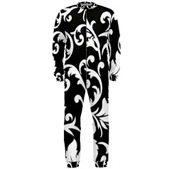 Vector Classicaltr Aditional Black And White Floral Patterns Onepiece Jumpsuit (men) 