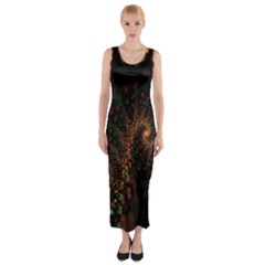Multicolor Fractals Digital Art Design Fitted Maxi Dress