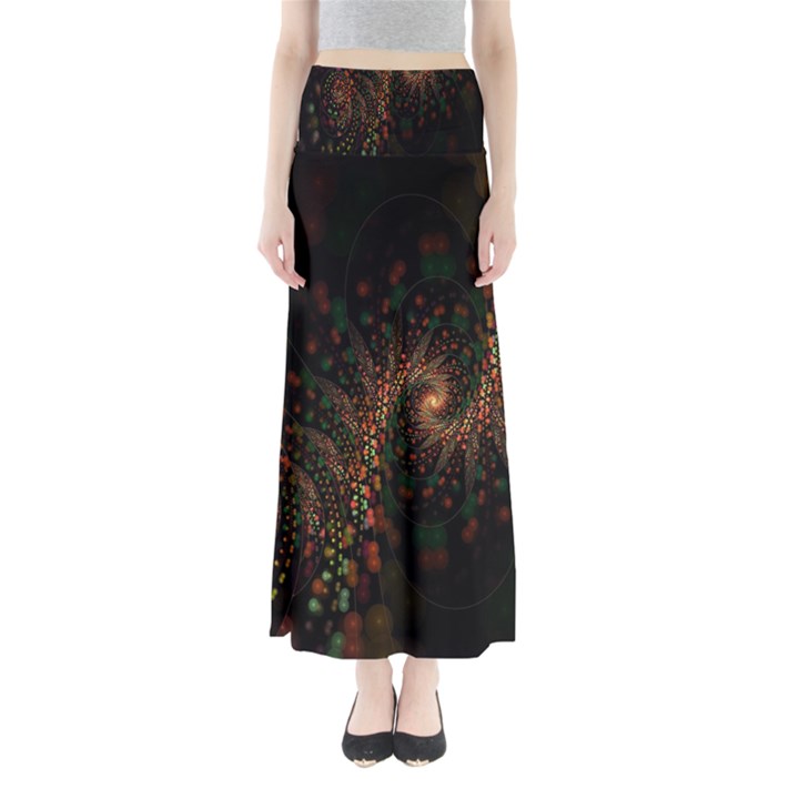 Multicolor Fractals Digital Art Design Full Length Maxi Skirt