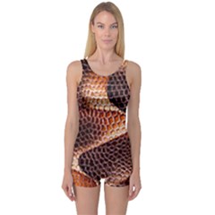 Snake Python Skin Pattern One Piece Boyleg Swimsuit