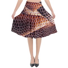 Snake Python Skin Pattern Flared Midi Skirt