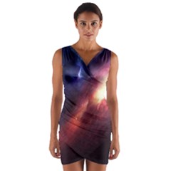 Digital Space Universe Wrap Front Bodycon Dress