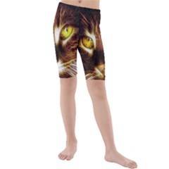 Cat Face Kids  Mid Length Swim Shorts