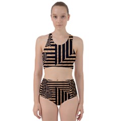 Wooden Pause Play Paws Abstract Oparton Line Roulette Spin Bikini Swimsuit Spa Swimsuit 