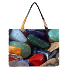 Stones Colors Pattern Pebbles Macro Rocks Medium Zipper Tote Bag