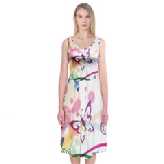 Butterfly Vector Art Midi Sleeveless Dress