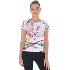 Butterfly Vector Art Short Sleeve Sports Top  by BangZart