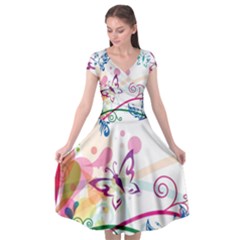 Butterfly Vector Art Cap Sleeve Wrap Front Dress