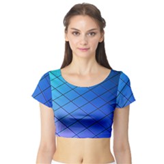 Blue Pattern Plain Cartoon Short Sleeve Crop Top (tight Fit)