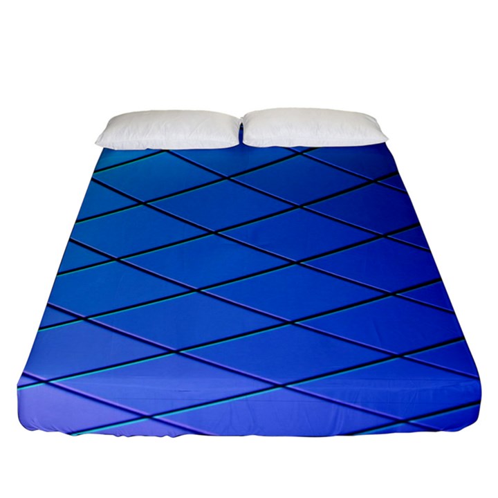 Blue Pattern Plain Cartoon Fitted Sheet (King Size)