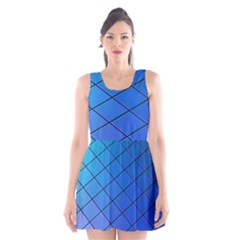 Blue Pattern Plain Cartoon Scoop Neck Skater Dress