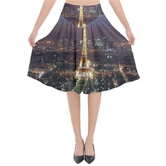 Paris At Night Flared Midi Skirt