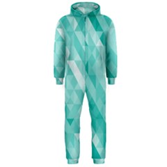 Bright Blue Turquoise Polygonal Background Hooded Jumpsuit (men)  by TastefulDesigns