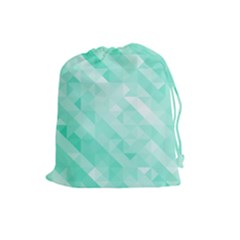 Bright Green Turquoise Geometric Background Drawstring Pouches (large)  by TastefulDesigns