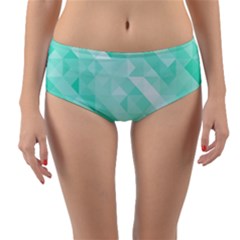 Bright Green Turquoise Geometric Background Reversible Mid-waist Bikini Bottoms by TastefulDesigns