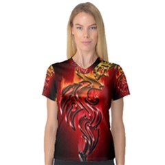 Dragon Fire V-neck Sport Mesh Tee