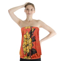 Vector Asian Flowers Strapless Top