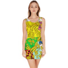 Colorful Falling Banana Pattern Bodycon Dress
