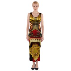 Bali Mask Fitted Maxi Dress