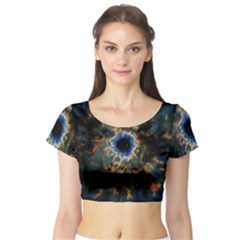 Crazy  Giant Galaxy Nebula Short Sleeve Crop Top (tight Fit)