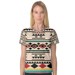 Tribal Pattern V-neck Sport Mesh Tee