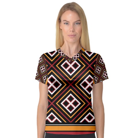 Toraja Pattern Pa re po  Sanguba ( Dancing Alone ) V-neck Sport Mesh Tee by BangZart