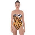 Tiger Skin Pattern Tie Back One Piece Swimsuit View1