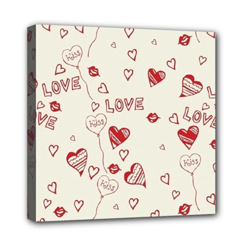 Pattern Hearts Kiss Love Lips Art Vector Mini Canvas 8  X 8  by BangZart