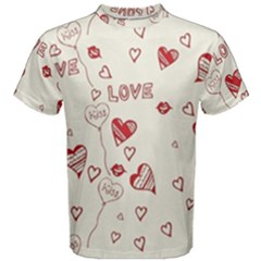 Pattern Hearts Kiss Love Lips Art Vector Men s Cotton Tee by BangZart