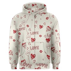 Pattern Hearts Kiss Love Lips Art Vector Men s Zipper Hoodie by BangZart