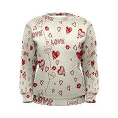 Pattern Hearts Kiss Love Lips Art Vector Women s Sweatshirt