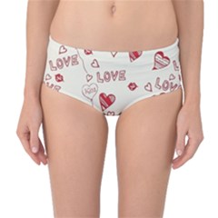 Pattern Hearts Kiss Love Lips Art Vector Mid-waist Bikini Bottoms