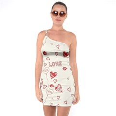 Pattern Hearts Kiss Love Lips Art Vector One Soulder Bodycon Dress by BangZart