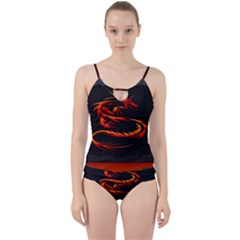 Dragon Cut Out Top Tankini Set