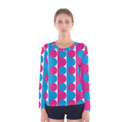 Pink And Bluedots Pattern Women s Long Sleeve Tee