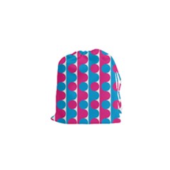 Pink And Bluedots Pattern Drawstring Pouches (xs) 