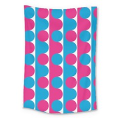 Pink And Bluedots Pattern Large Tapestry