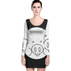 Pig Logo Long Sleeve Velvet Bodycon Dress