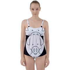 Pig Logo Twist Front Tankini Set