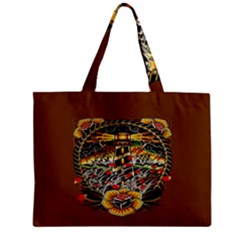 Tattoo Art Print Traditional Artwork Lighthouse Wave Zipper Mini Tote Bag