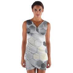 Honeycomb Pattern Wrap Front Bodycon Dress